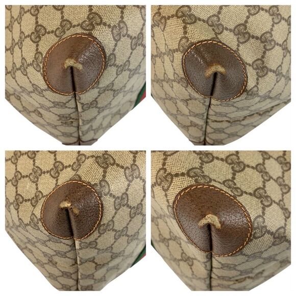Gucci GG Supreme Canvas Leather Tote Boston Bag - Picture 4 of 10